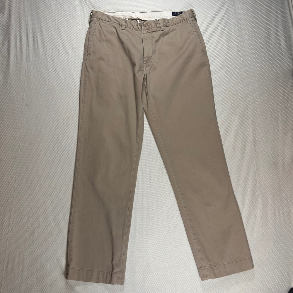 Polo Ralph Lauren Mens Tan Khaki Chino Pants Straight Leg Cotton 36x32